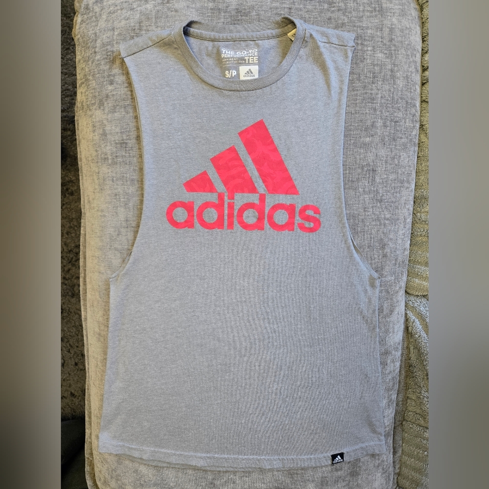 Adidas Gray and Pink Logo T-Shirt Women's Size Small